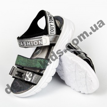 Детские босоножки Lilin Shoes B058-2-2 темное серебро большие